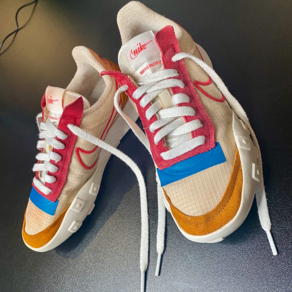 Nike Waffle Racer 2X Monarch Women's 7 Retro Vintage Look Suede Red Orange Blue